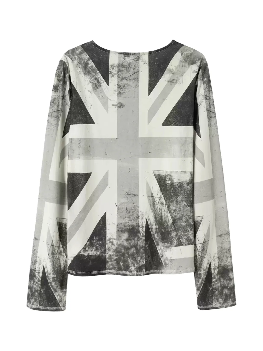 NASTYHUB | Slim Fit Union Jack Print Long Sleeve Top