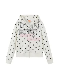 DONSMOKE | Polka Dot Set-In Shoulder Logo Sweatshirt
