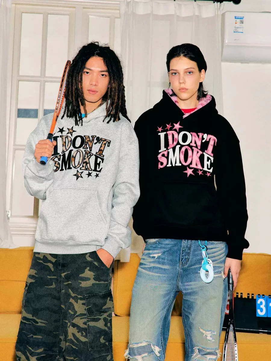 DONSMOKE | Loose Fit Leopard Star Applique Fleece Sweatshirt - 3