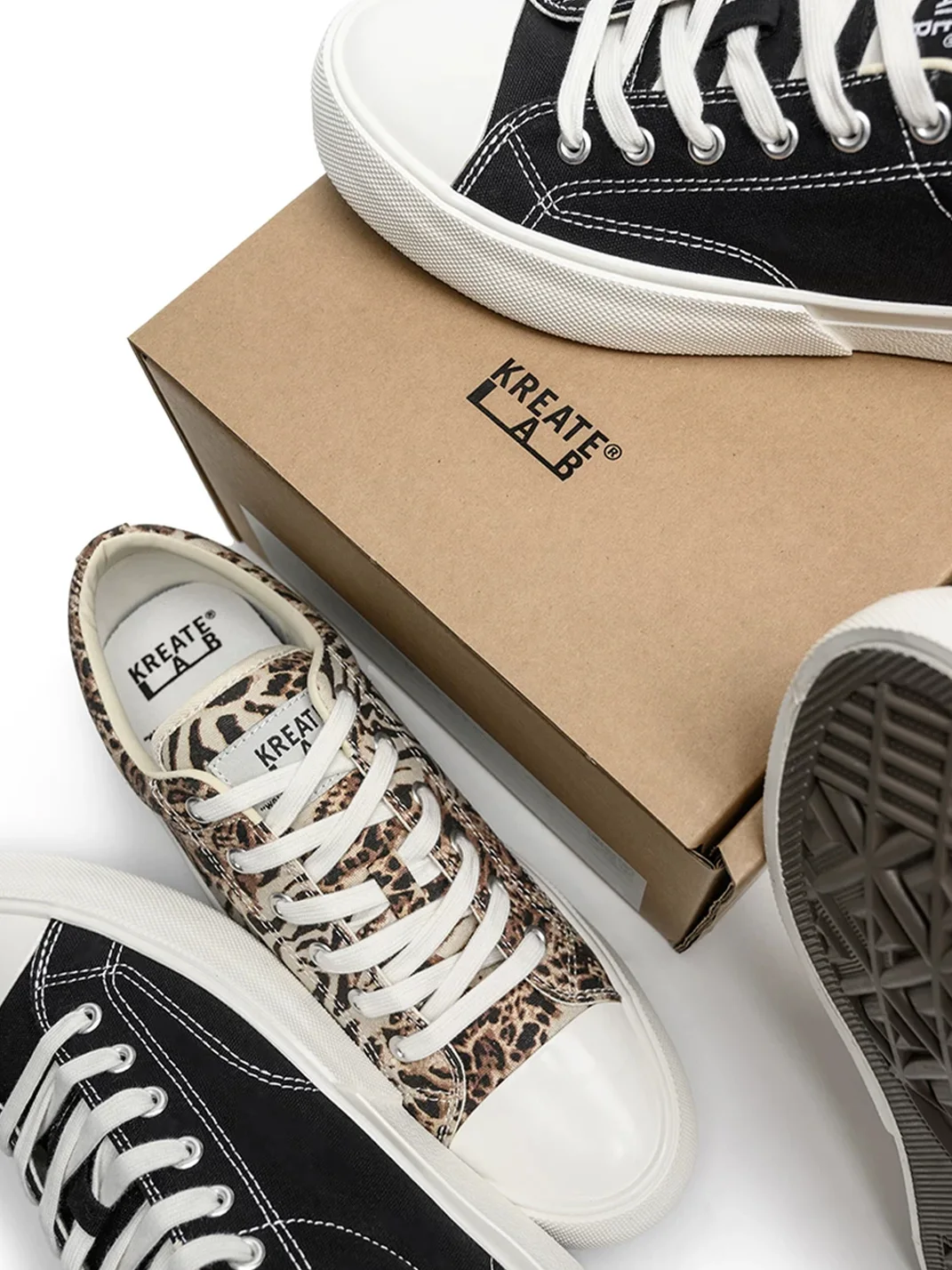KREATE | Low-Top Thick-Sole Canvas Sneakers