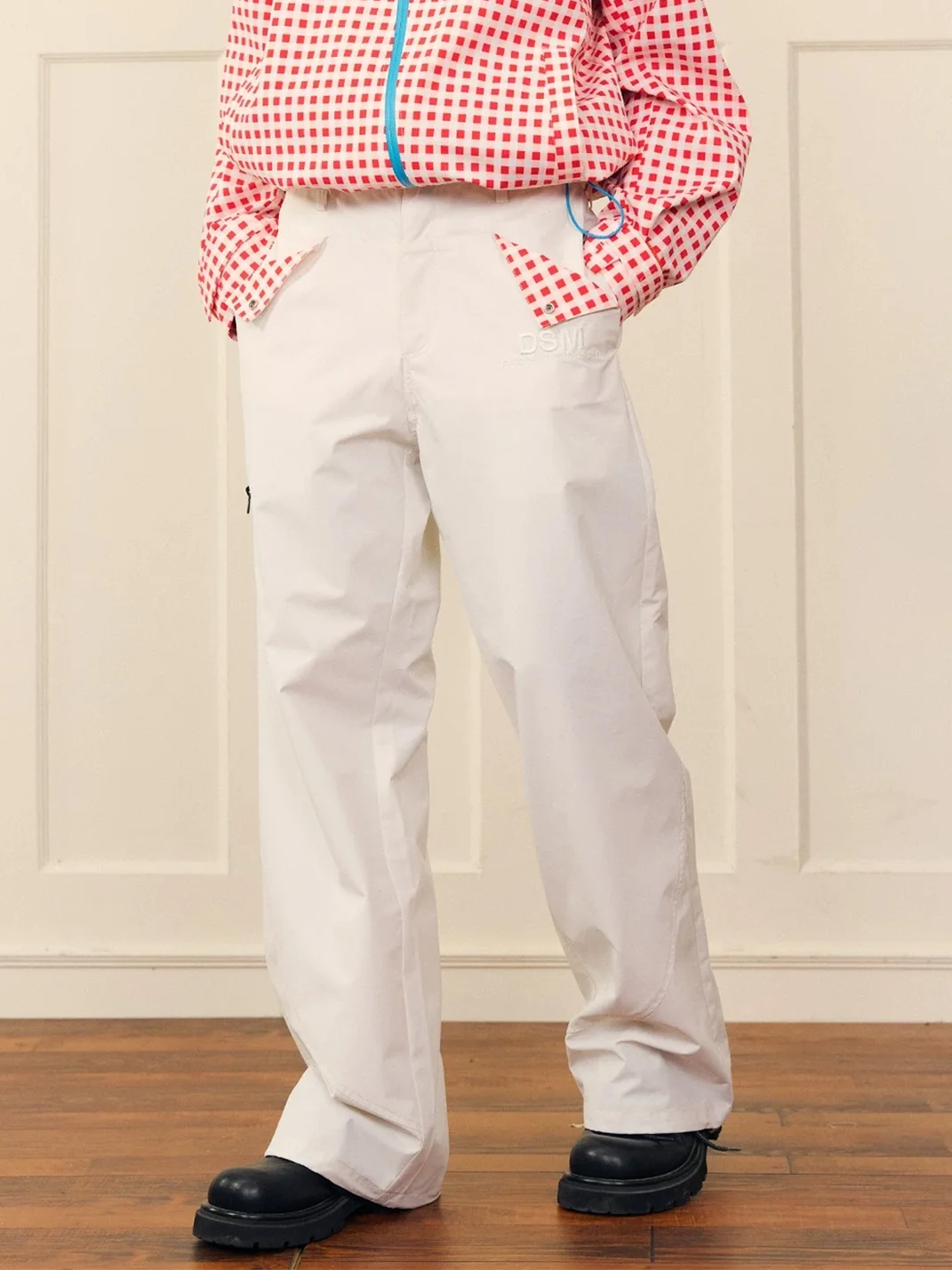 DONSMOKE | Checkerboard Asymmetric-Zip Hardshell Jacket And Pants Set