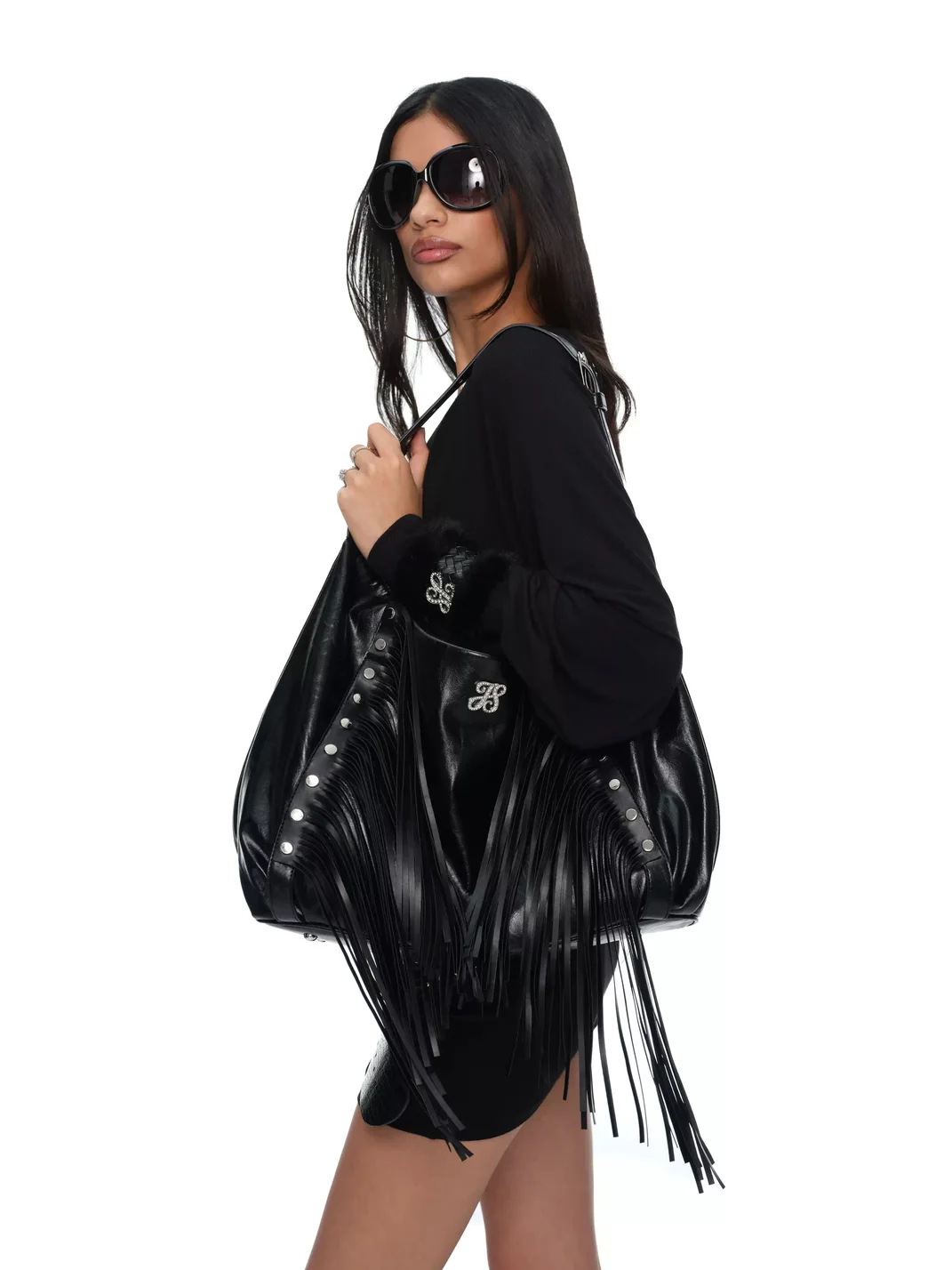 JYOSEI | Studded Fringe Tote With Detachable Accessories