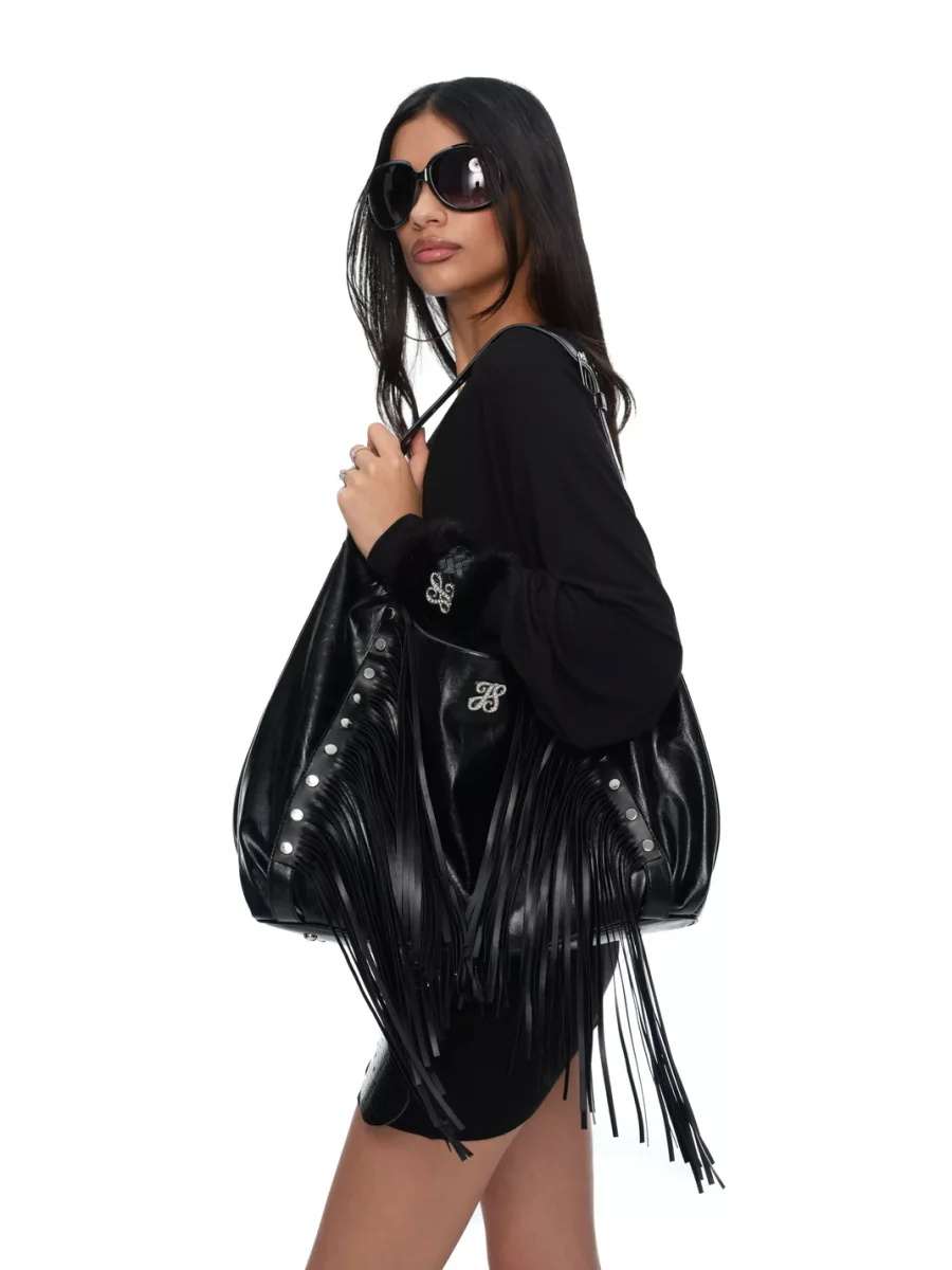 JYOSEI | Studded Fringe Tote With Detachable Accessories - 4