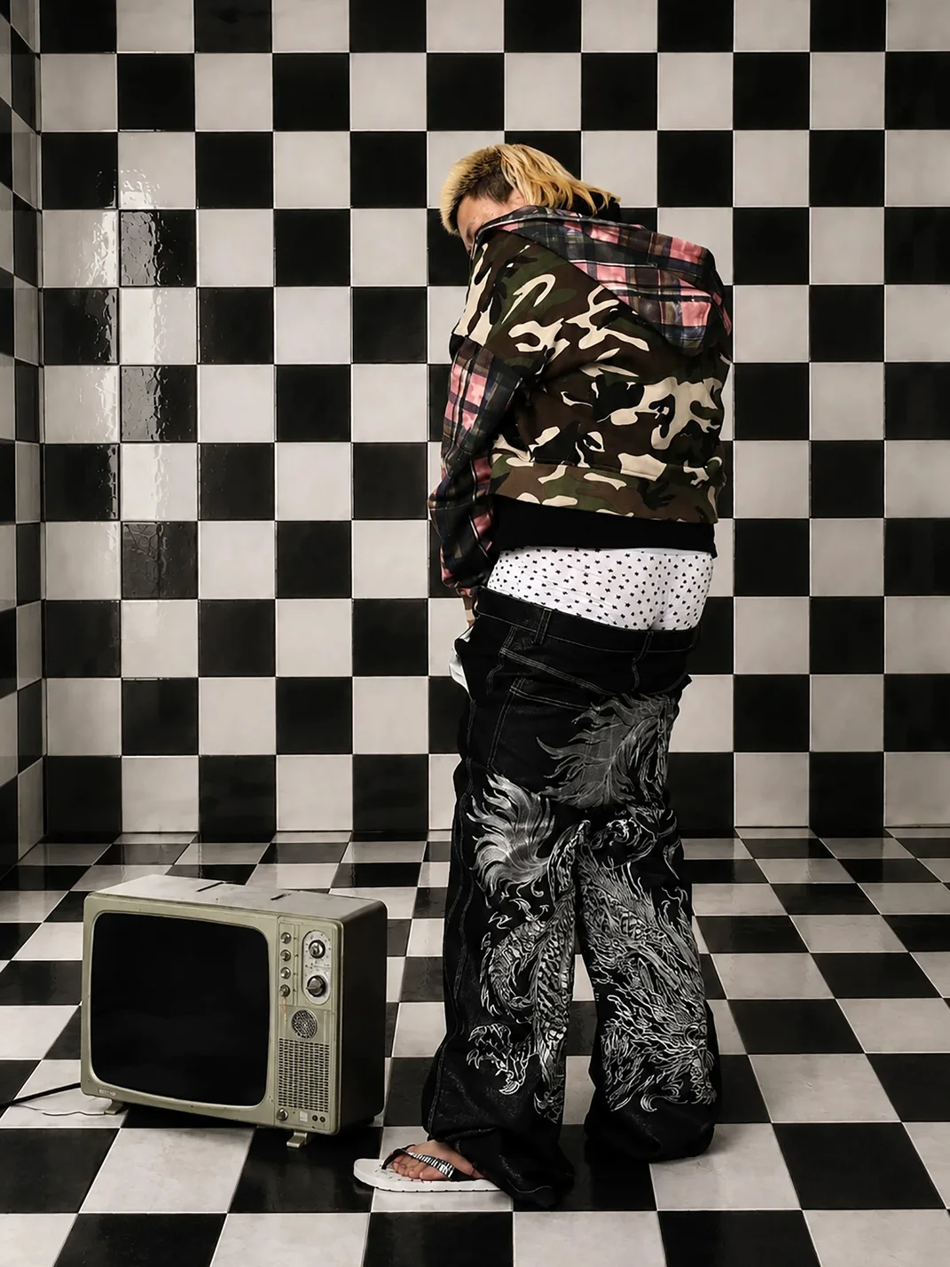Fourth3ex | Horse And Dragon Embroidered Baggy Wide-Leg Jeans