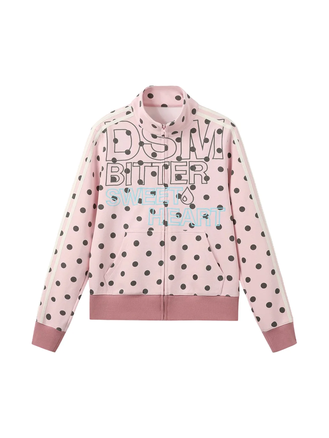 DONSMOKE | Polka Dot Stand Collar Sweatshirt Jacket