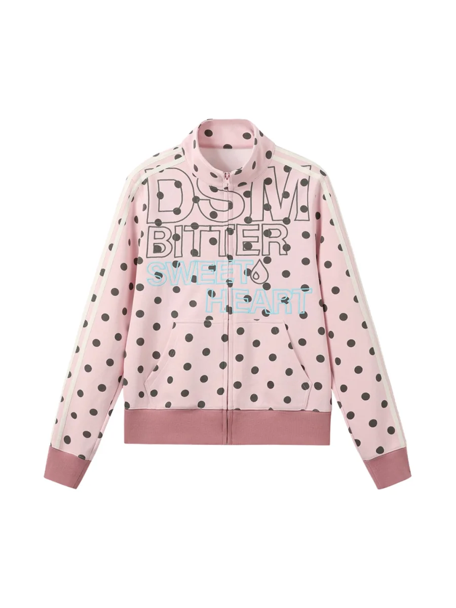 DONSMOKE | Polka Dot Stand Collar Sweatshirt Jacket - 3