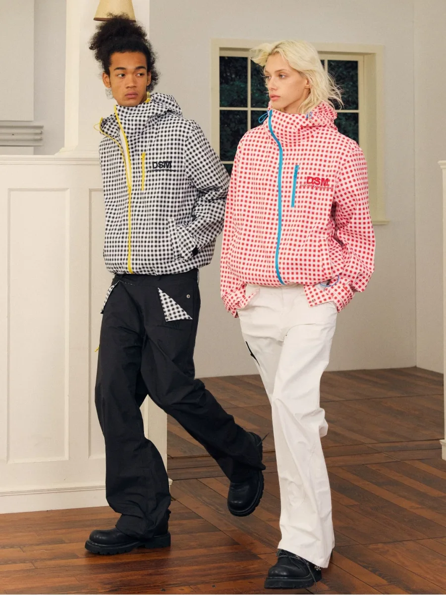 DONSMOKE | Checkerboard Asymmetric-Zip Hardshell Jacket And Pants Set - 3