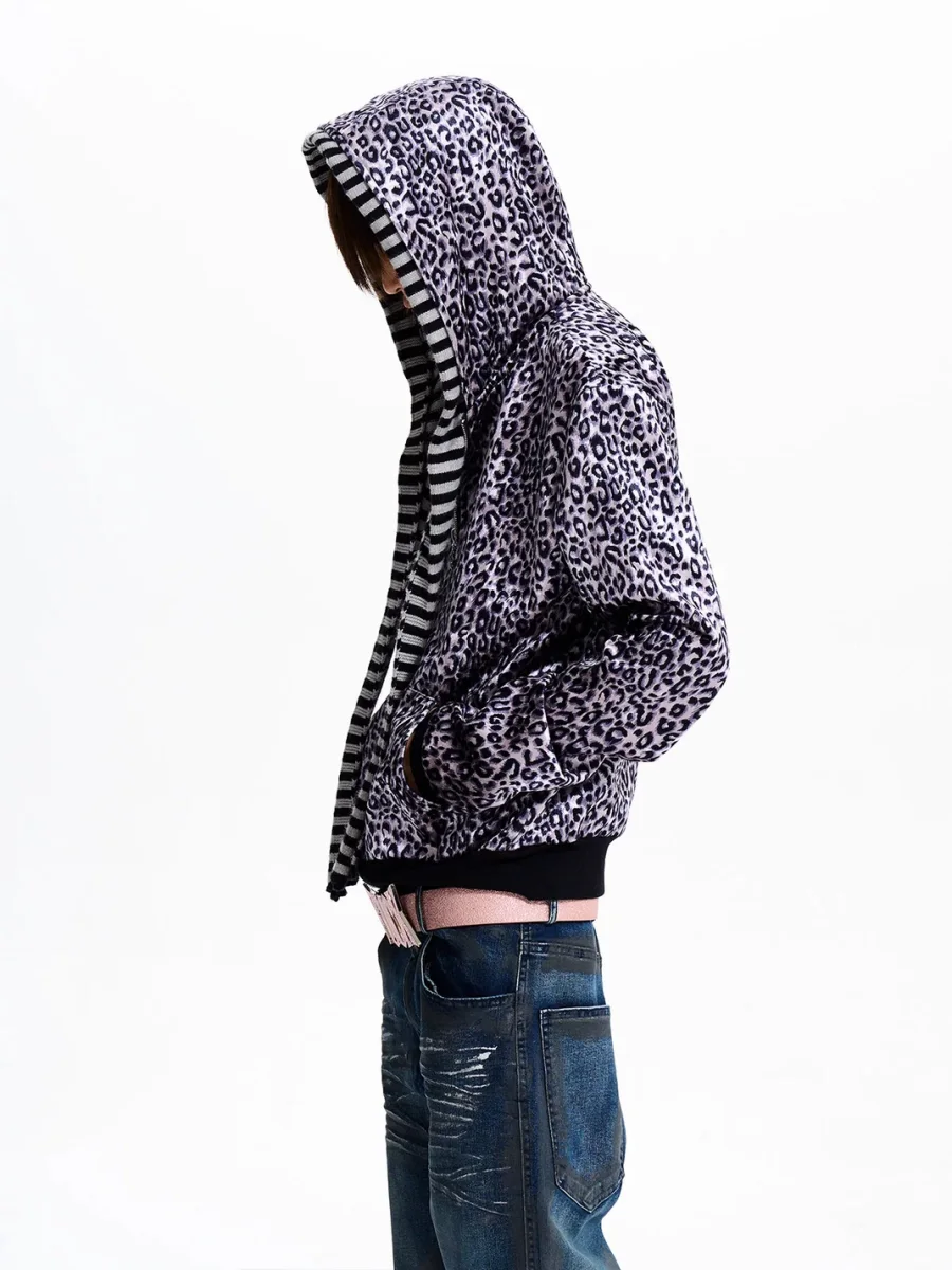 Fourth3ex | Velvet Leopard Print Zip-Up Hoodie - 2