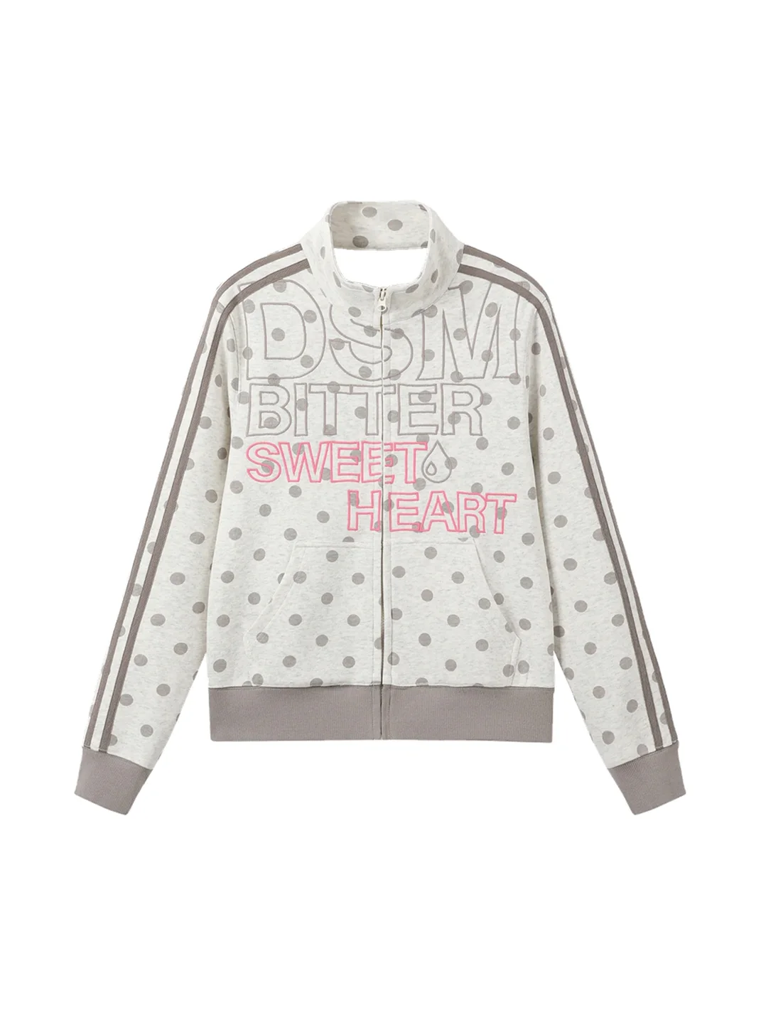 DONSMOKE | Polka Dot Stand Collar Sweatshirt Jacket