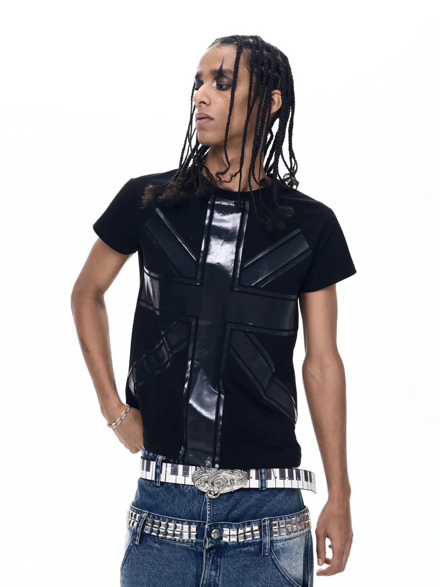 Fourth3ex | Cross Print Crew Neck Short Sleeve T-Shirt - 2