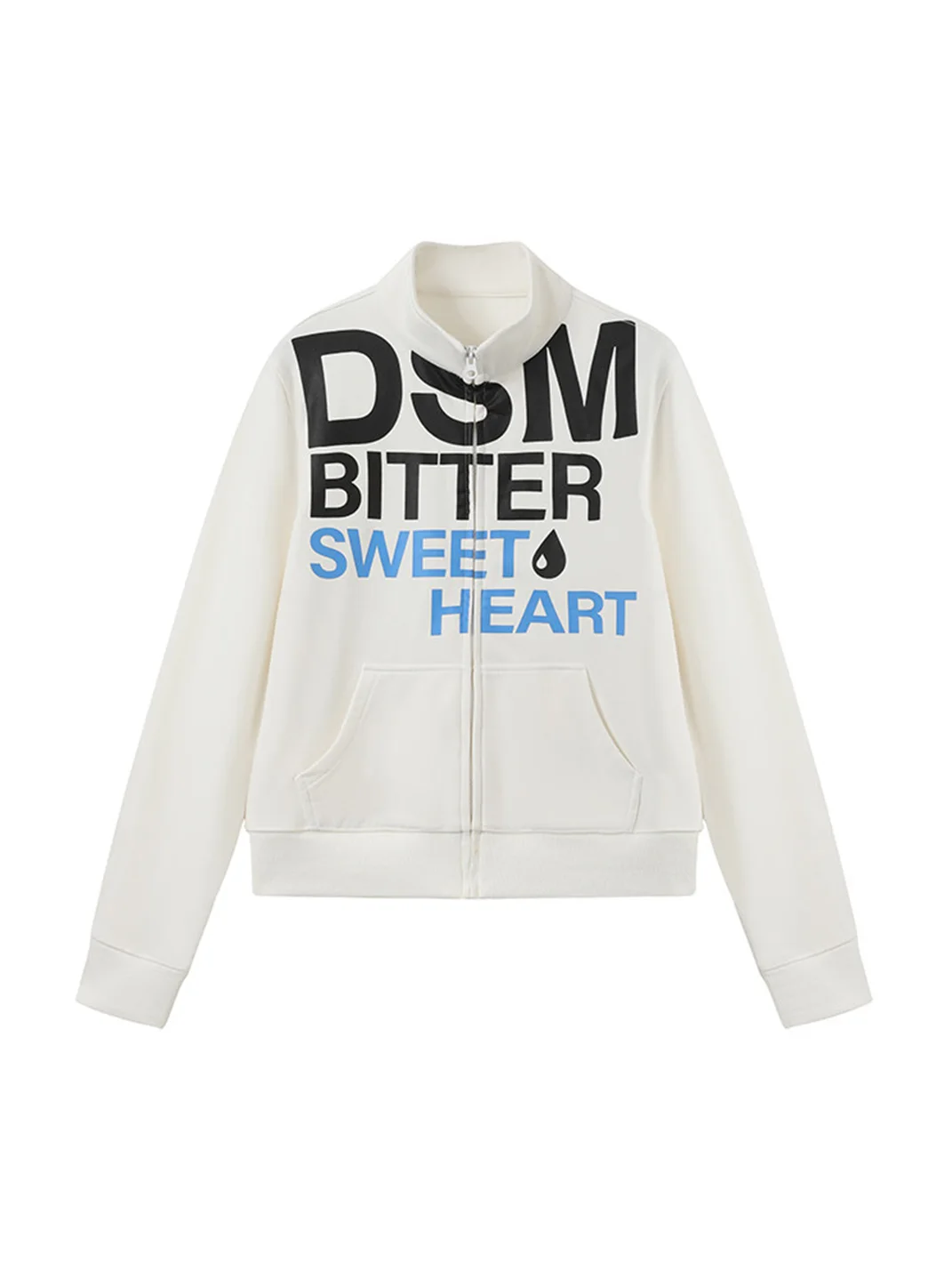 DONSMOKE | Set-In Shoulder Letter Print Zip-Up Hoodie