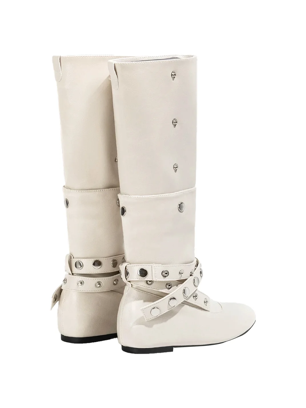 LMDD | Convertible Studded Round Toe Hidden Lift Tall Boots