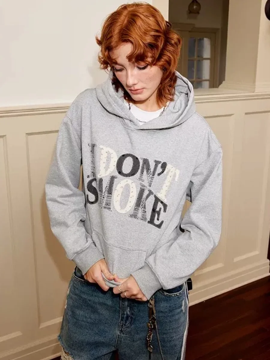 DONSMOKE | Boxy Lace Polka Dot Floral Applique Hoodie - 2