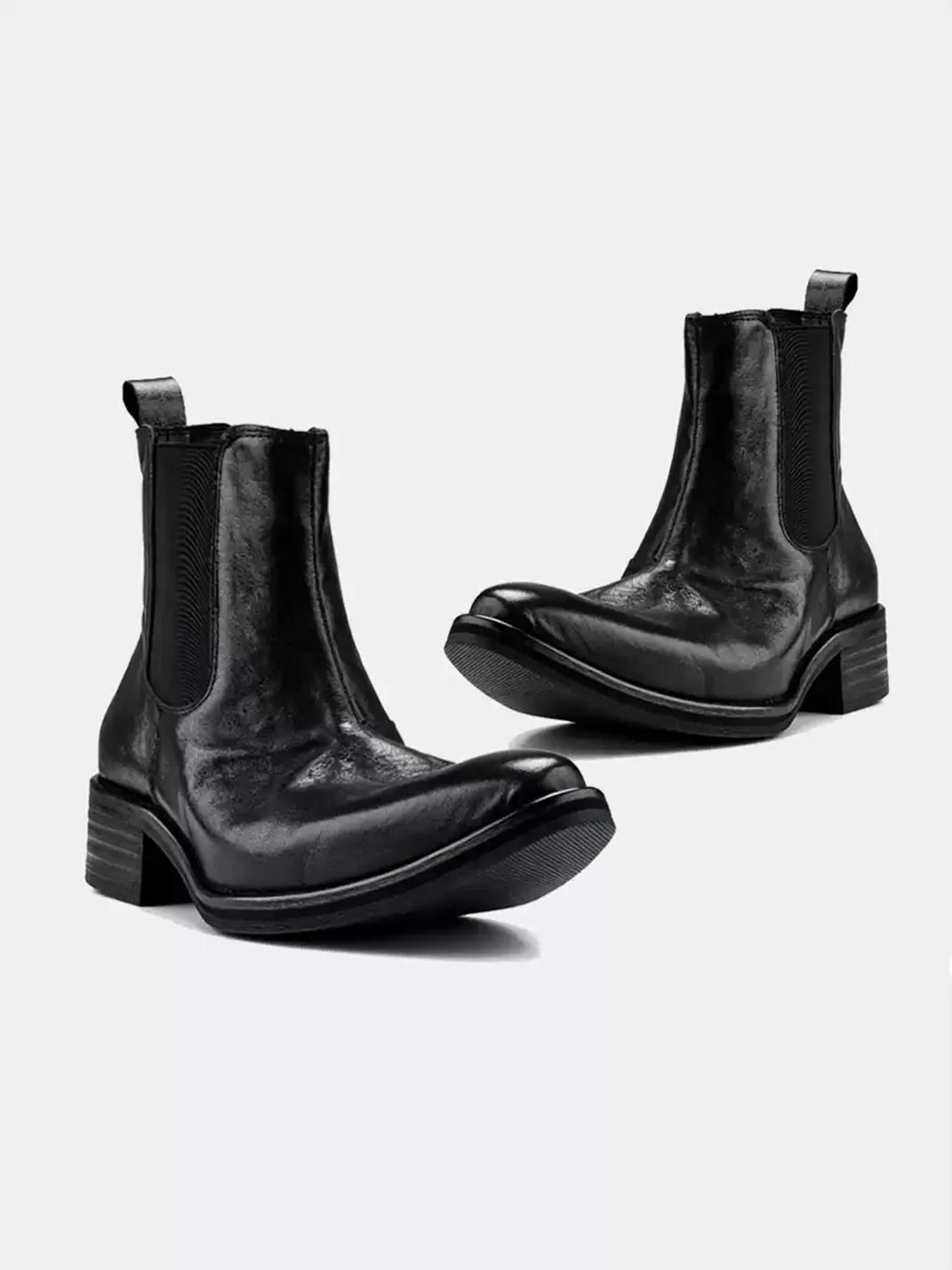 JiangGe | Pointed-Toe Block-Heel Platform Chelsea Ankle Boots