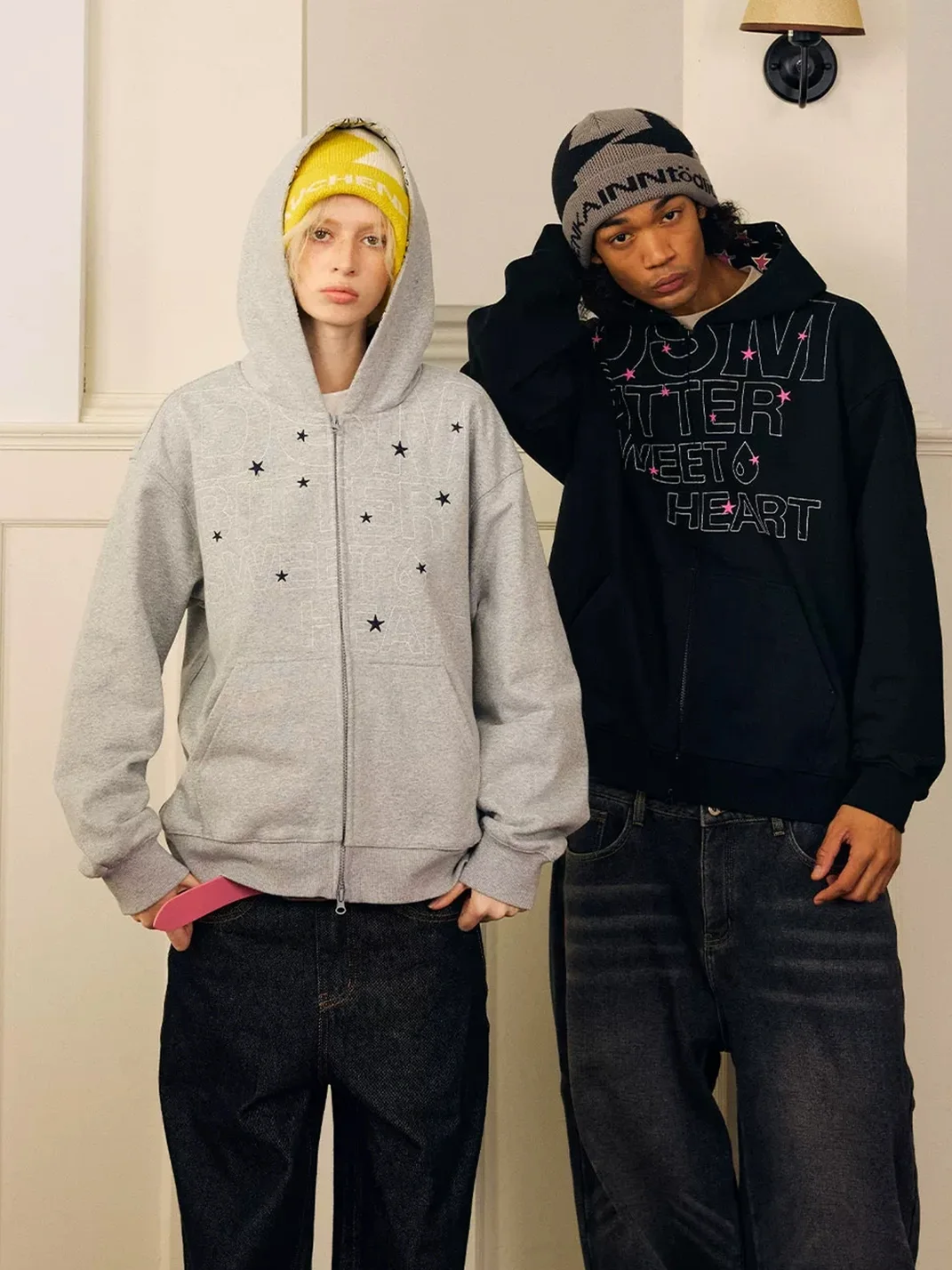 DONSMOKE | Oversized Contrast Star Print Hoodie