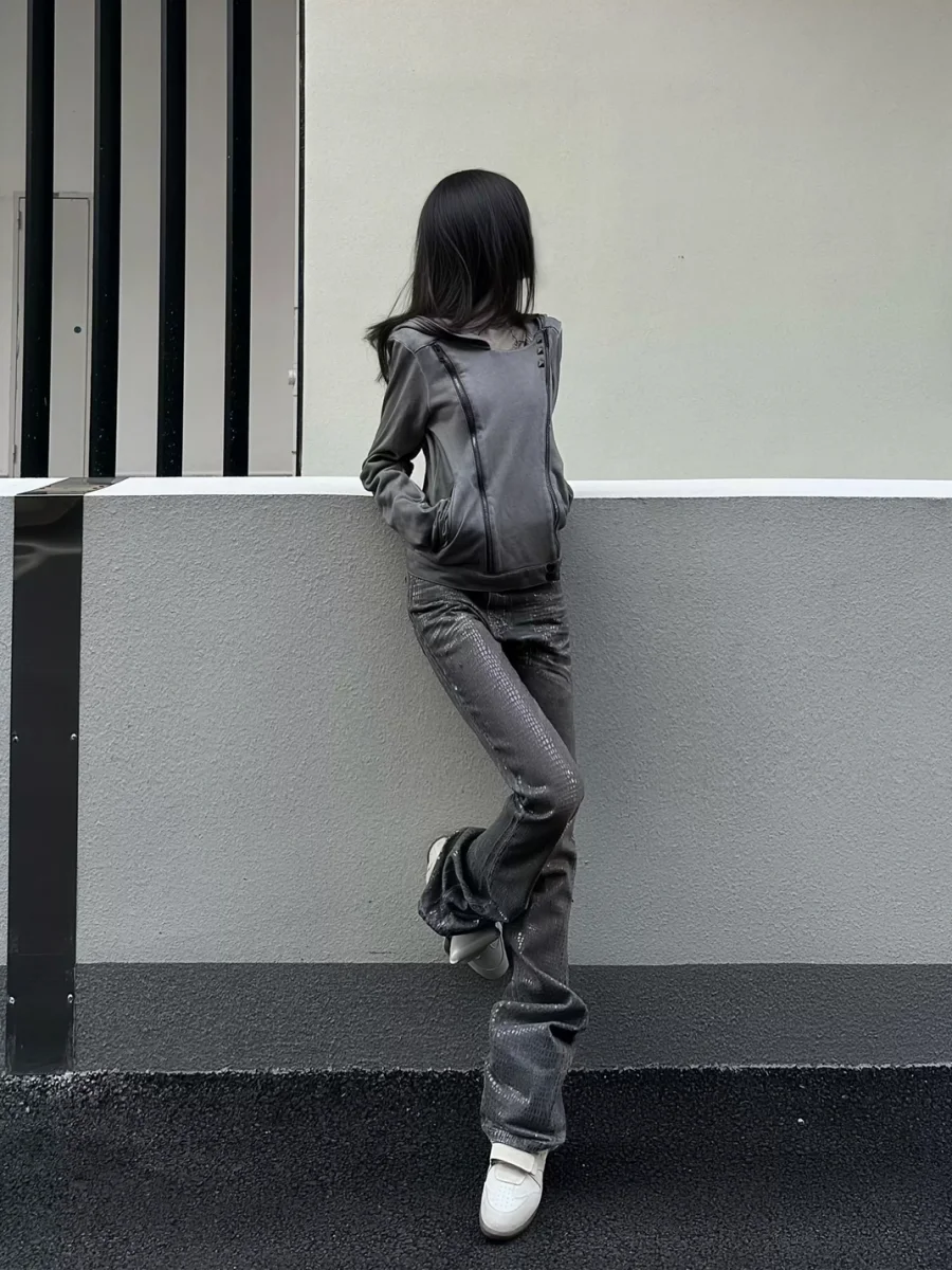 NASTYHUB | Washed Distressed Slim-Fit Biker Zip Hoodie - 4