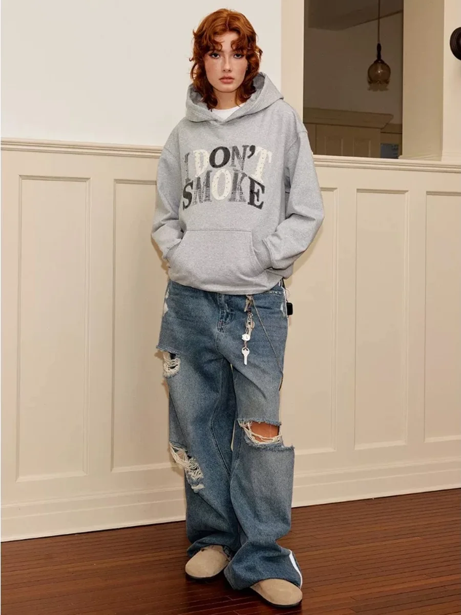 DONSMOKE | Boxy Lace Polka Dot Floral Applique Hoodie - 4