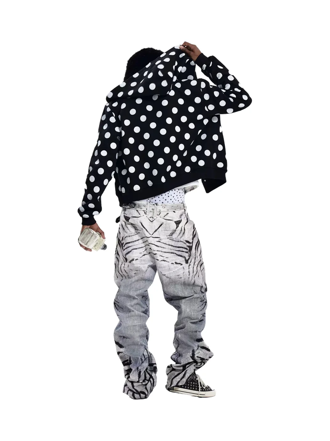 Fourth3ex | Distressed Zebra Print Straight-Leg Jeans