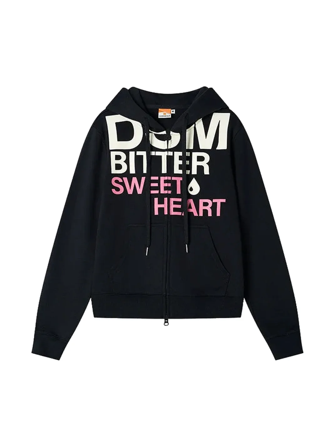 DONSMOKE | Set-In Shoulder Letter Print Zip-Up Hoodie