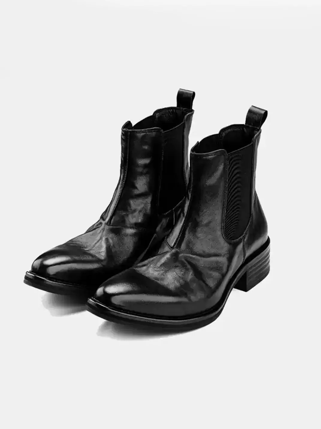 JiangGe | Pointed-Toe Block-Heel Platform Chelsea Ankle Boots