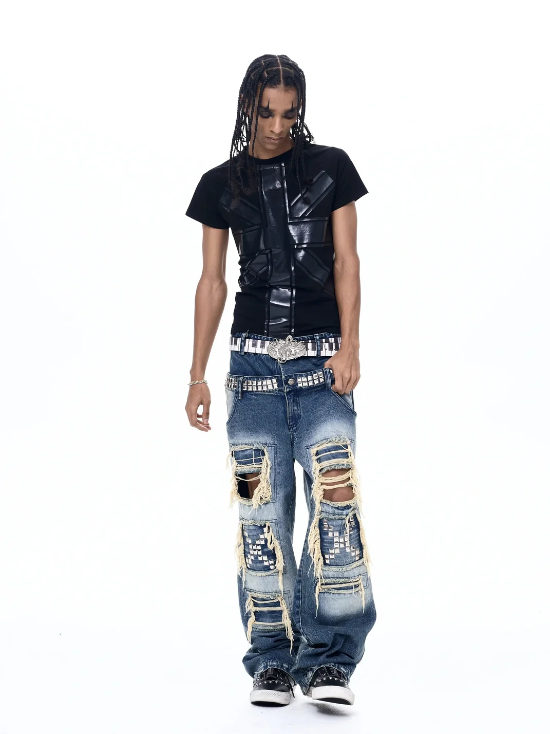 Fourth3ex | Cross Print Crew Neck Short Sleeve T-Shirt