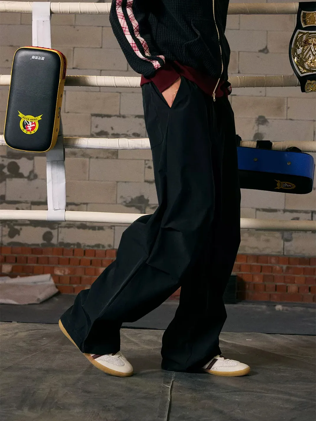 DONSMOKE | Printed Stretch Colorblock Hiking Parachute Pants