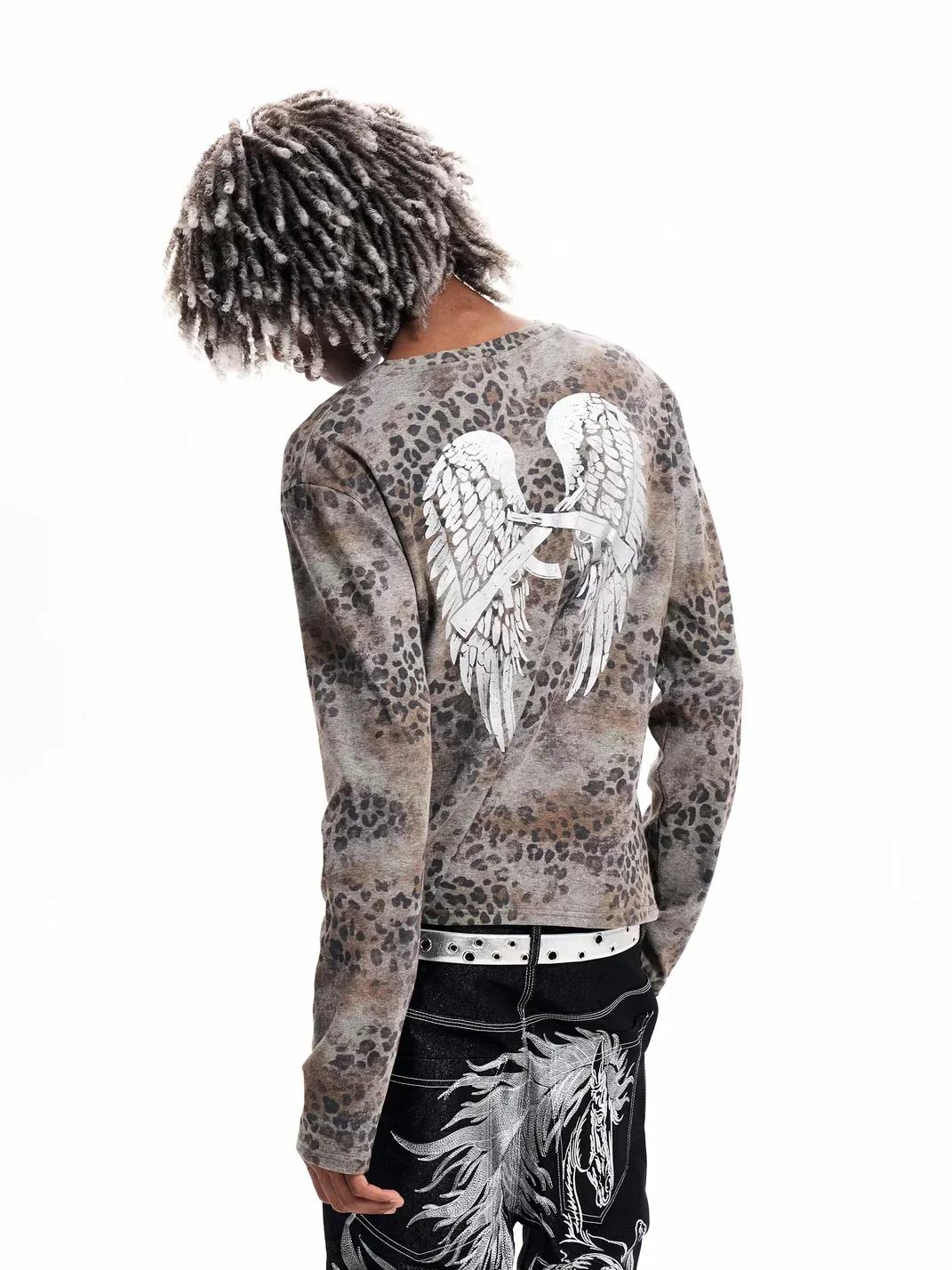 Fourth3ex | Leopard Wing Graphic Long-Sleeve T-Shirt