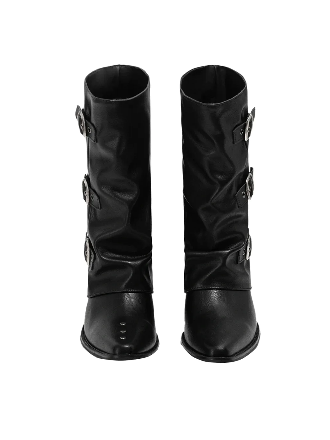 LMDD | Pointed-Toe Slouchy Western Mid-Calf Block-Heel Boots