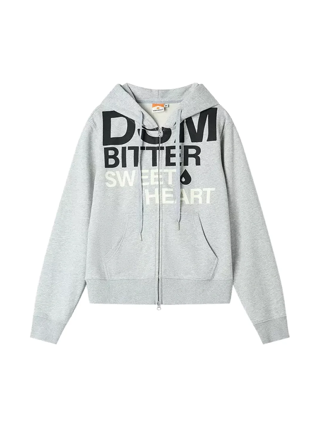 DONSMOKE | Set-In Shoulder Letter Print Zip-Up Hoodie