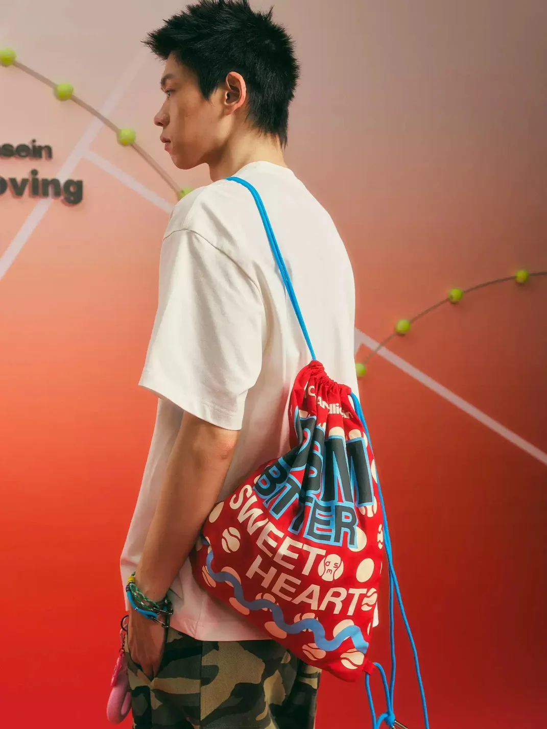 DONSMOKE | Tennis Polka Dot Adjustable Strap Drawstring Backpack