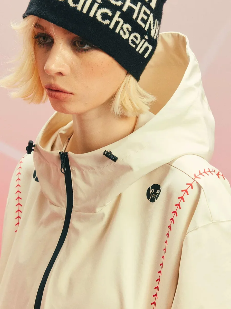 DONSMOKE | Contrast Stitch Hooded Asymmetric Zip Shell Jacket - 4
