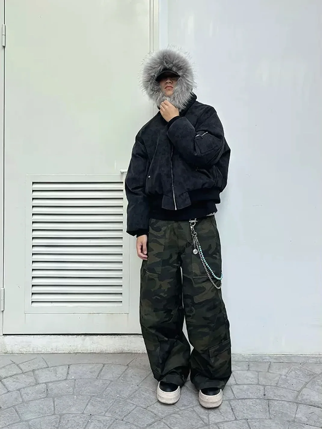 NASTYHUB | Distressed Hooded Raglan Faux Leather Bomber Jacket