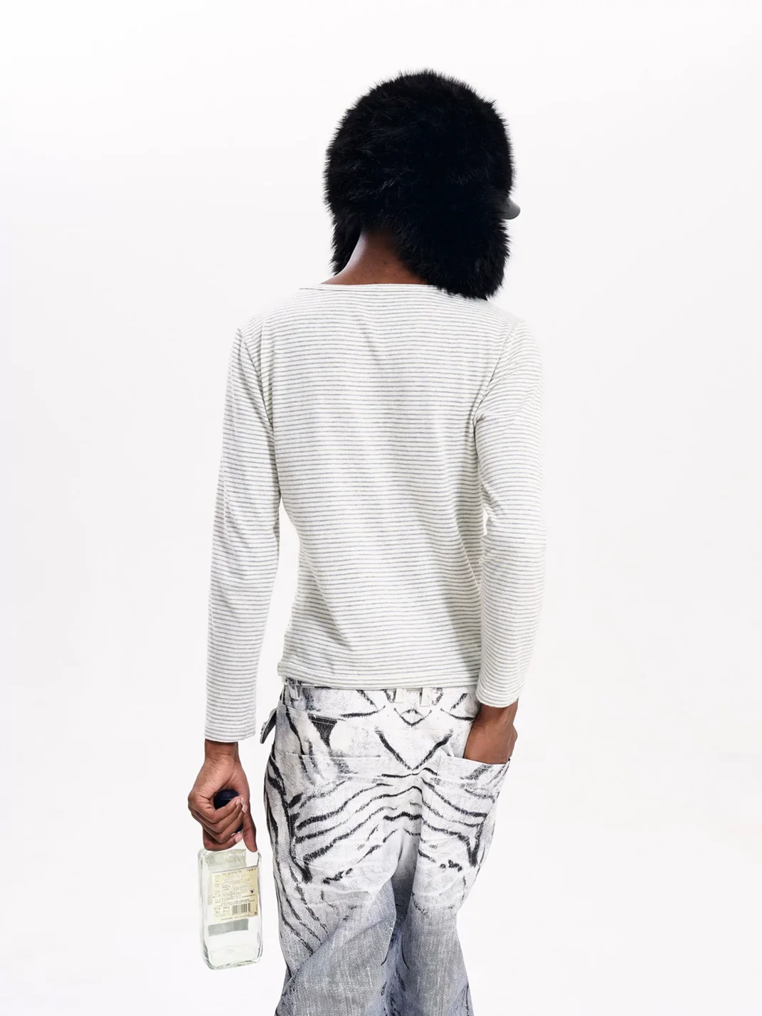 Fourth3ex | Striped Long-Sleeve Crew Neck Graphic T-Shirt