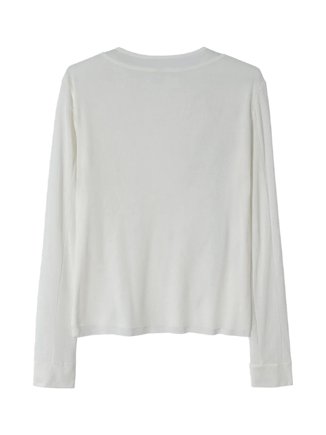 NASTYHUB | Slim-Fit Round-Neck Double-Layer Script Print Long-Sleeve Shirt