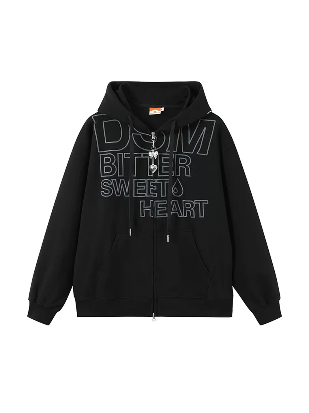 DONSMOKE | Drop Shoulder Hair Clip Print Zip-Up Hoodie