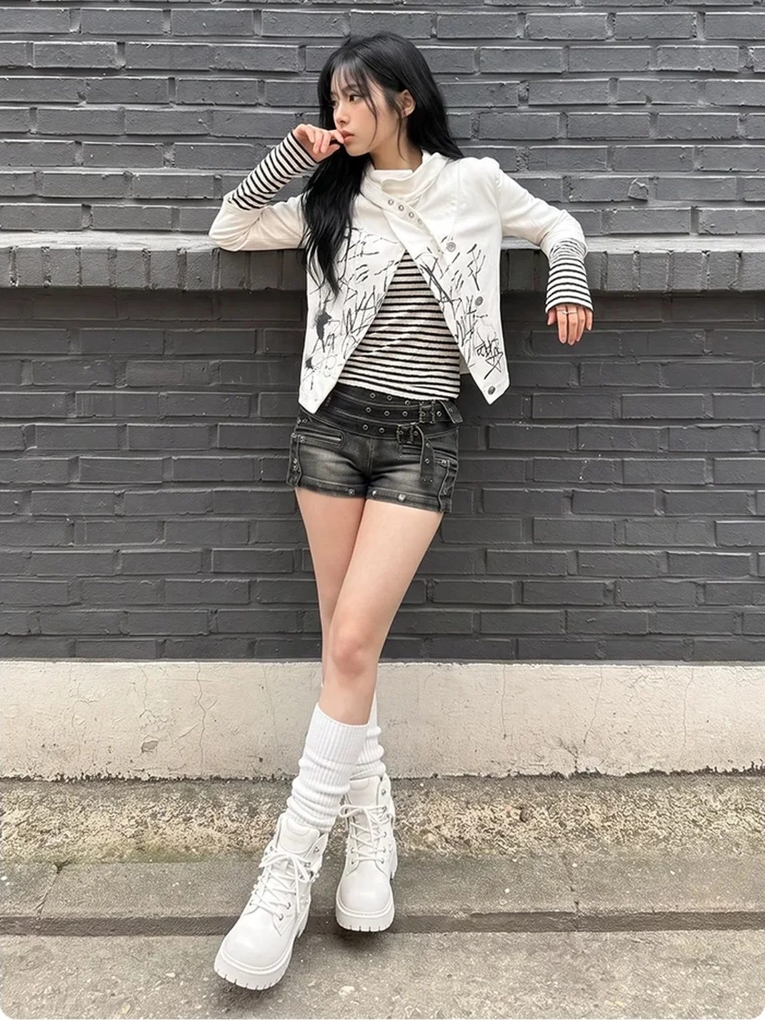 Mule Donkey | White Lace-Up Platform Work Boots