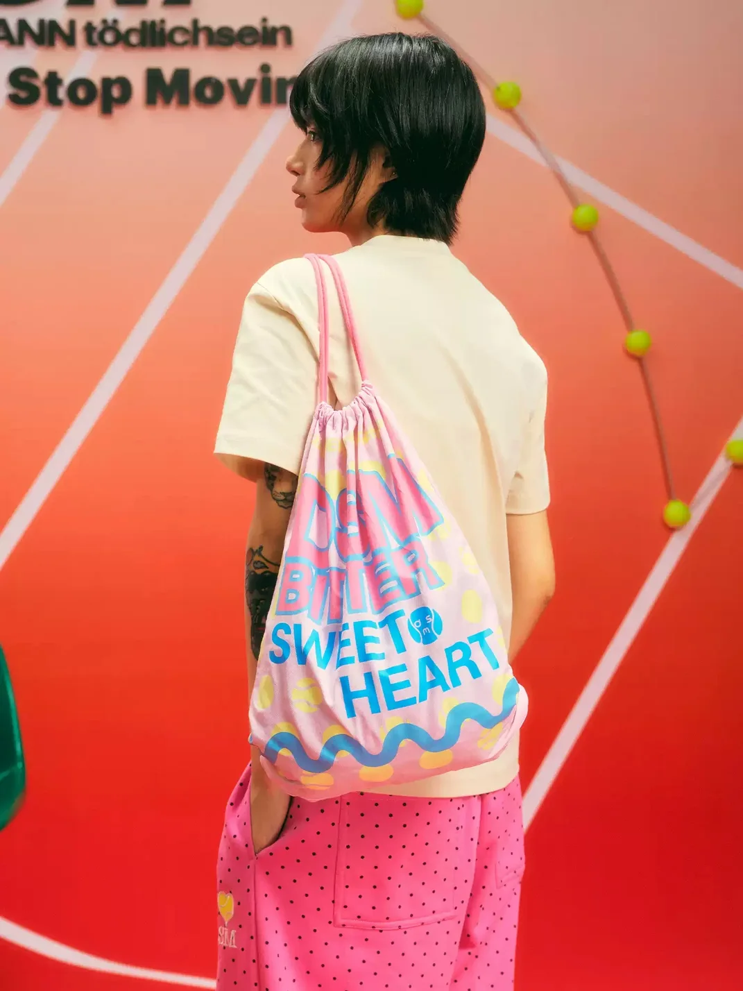 DONSMOKE | Tennis Polka Dot Adjustable Strap Drawstring Backpack