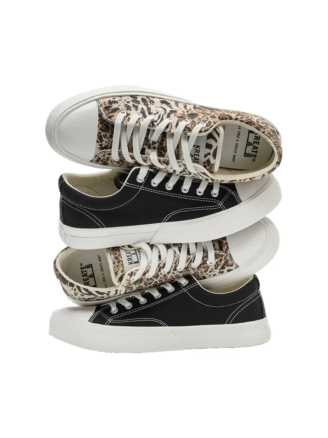KREATE | Low-Top Thick-Sole Canvas Sneakers