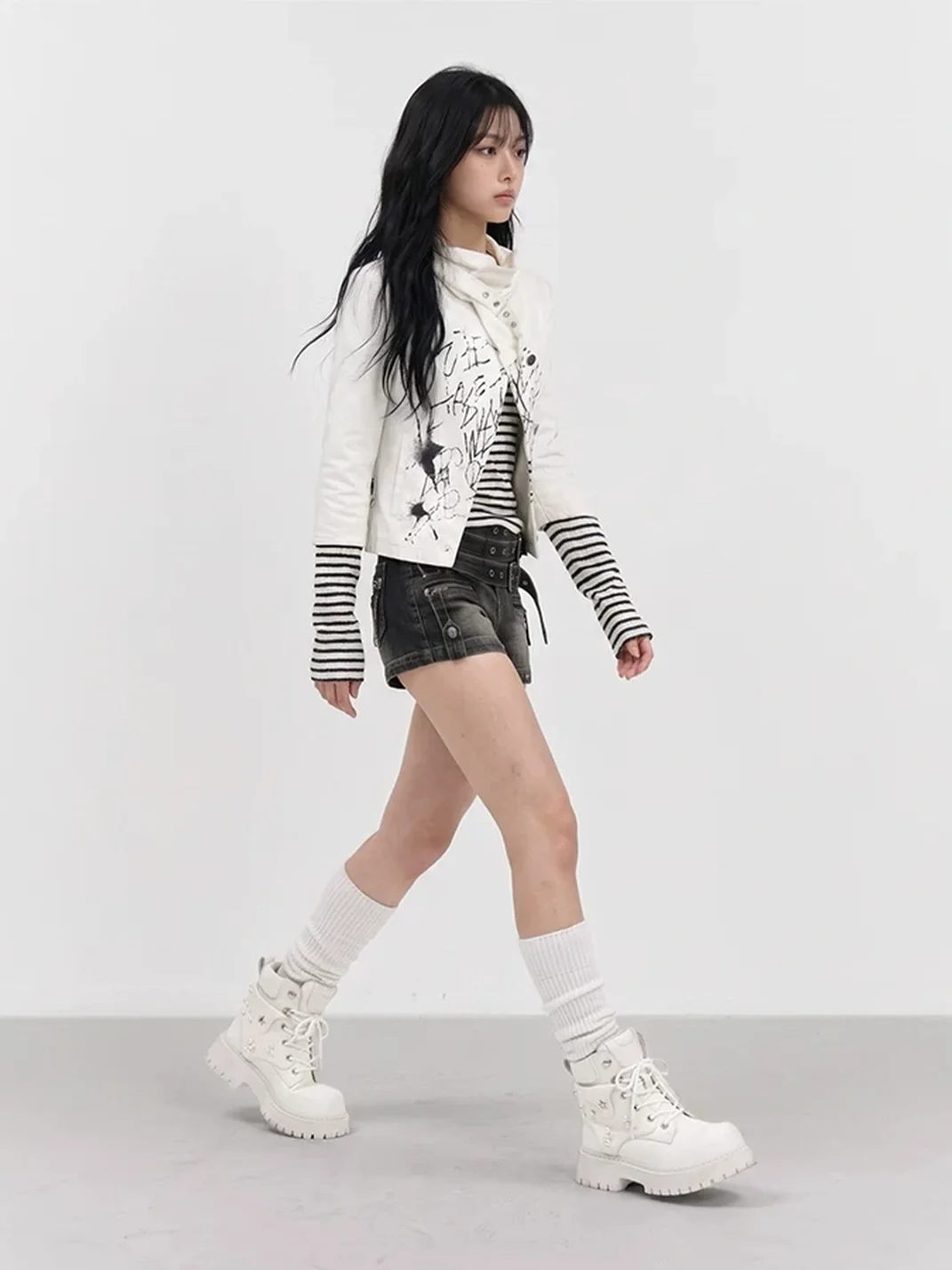 Mule Donkey | White Lace-Up Platform Work Boots
