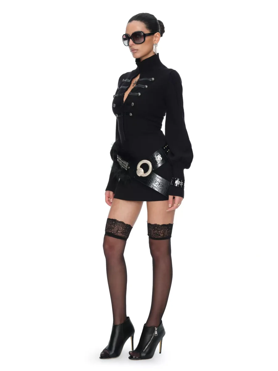 JYOSEI | Napoleon-Style Bodycon Knit Dress - 4