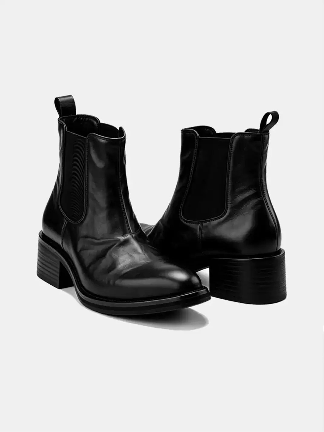 JiangGe | Pointed-Toe Block-Heel Platform Chelsea Ankle Boots