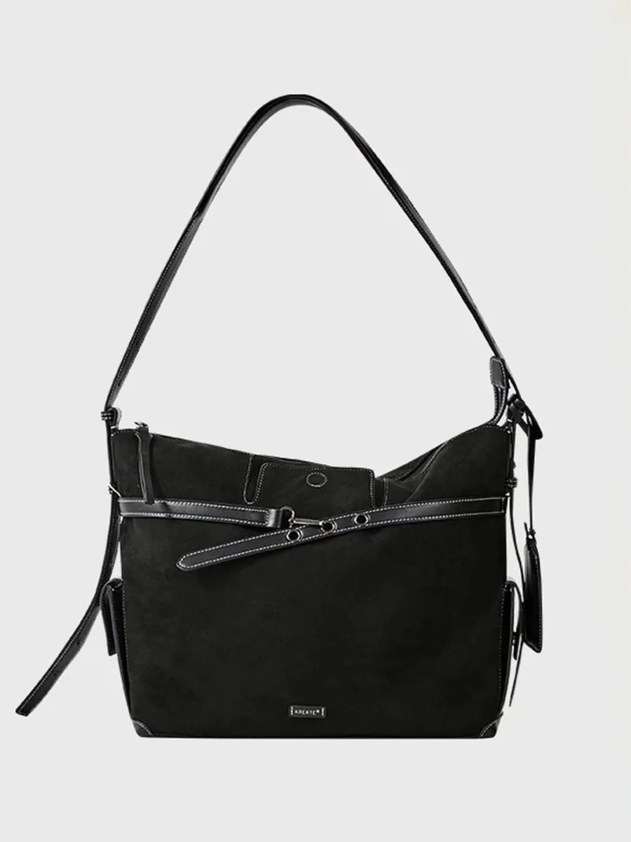 KREATE | Suede Adjustable Strap Shoulder Tote Bag - 2