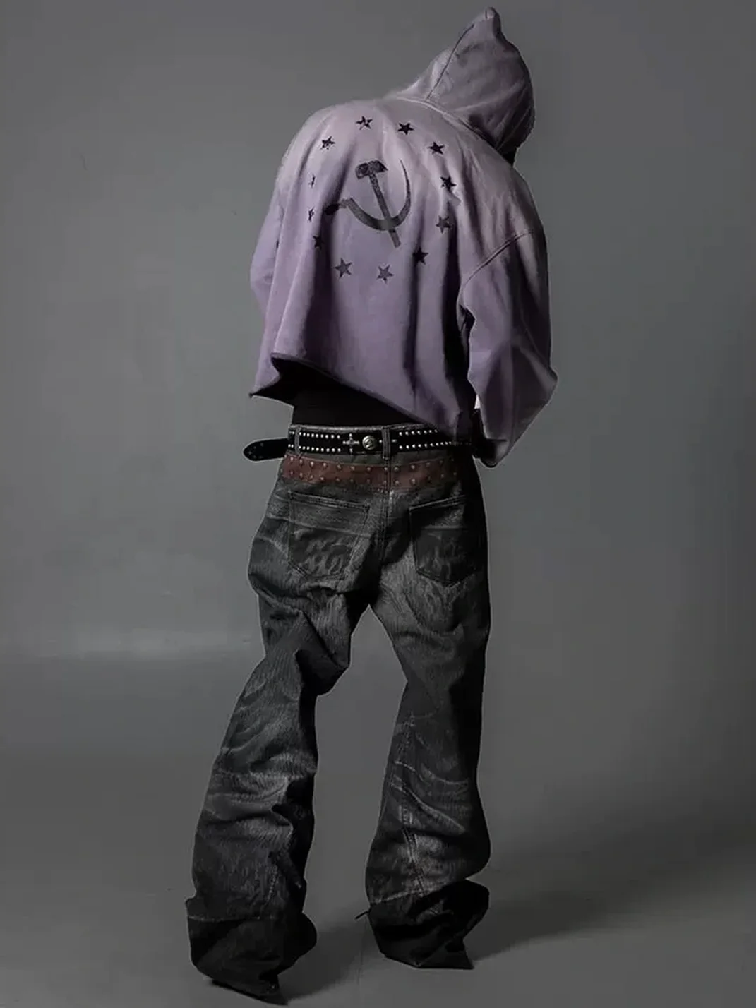 NASTYHUB | Wave Leopard Print Double-Belt Straight-Leg Jeans