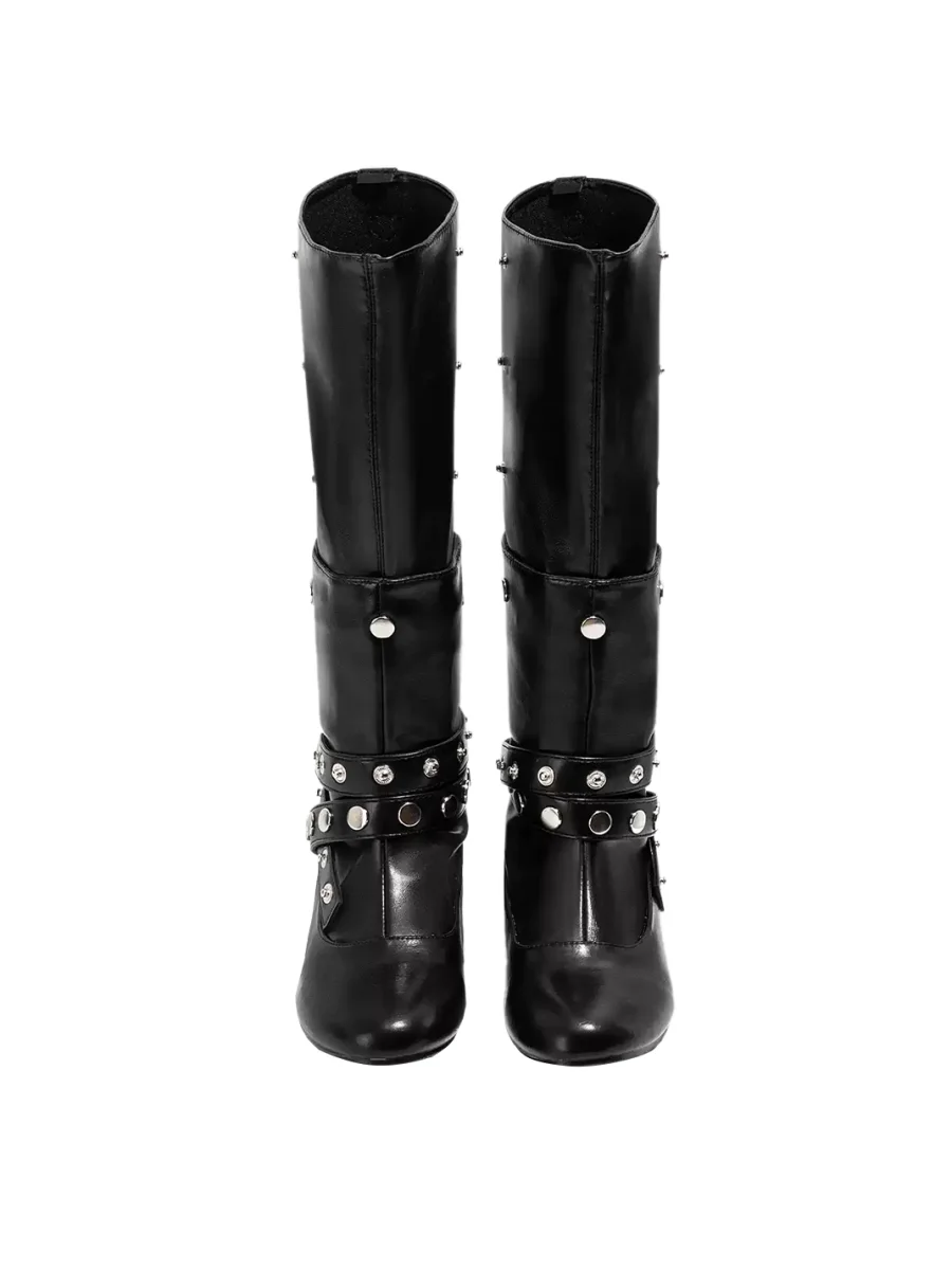 LMDD | Black Studded Platform Tall Boots - 4