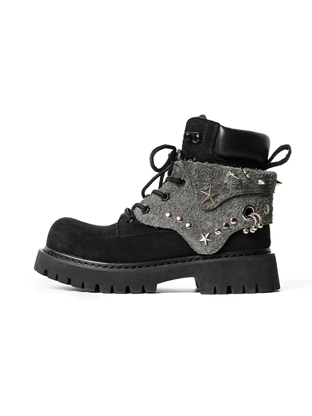 Mule Donkey | White Lace-Up Platform Work Boots