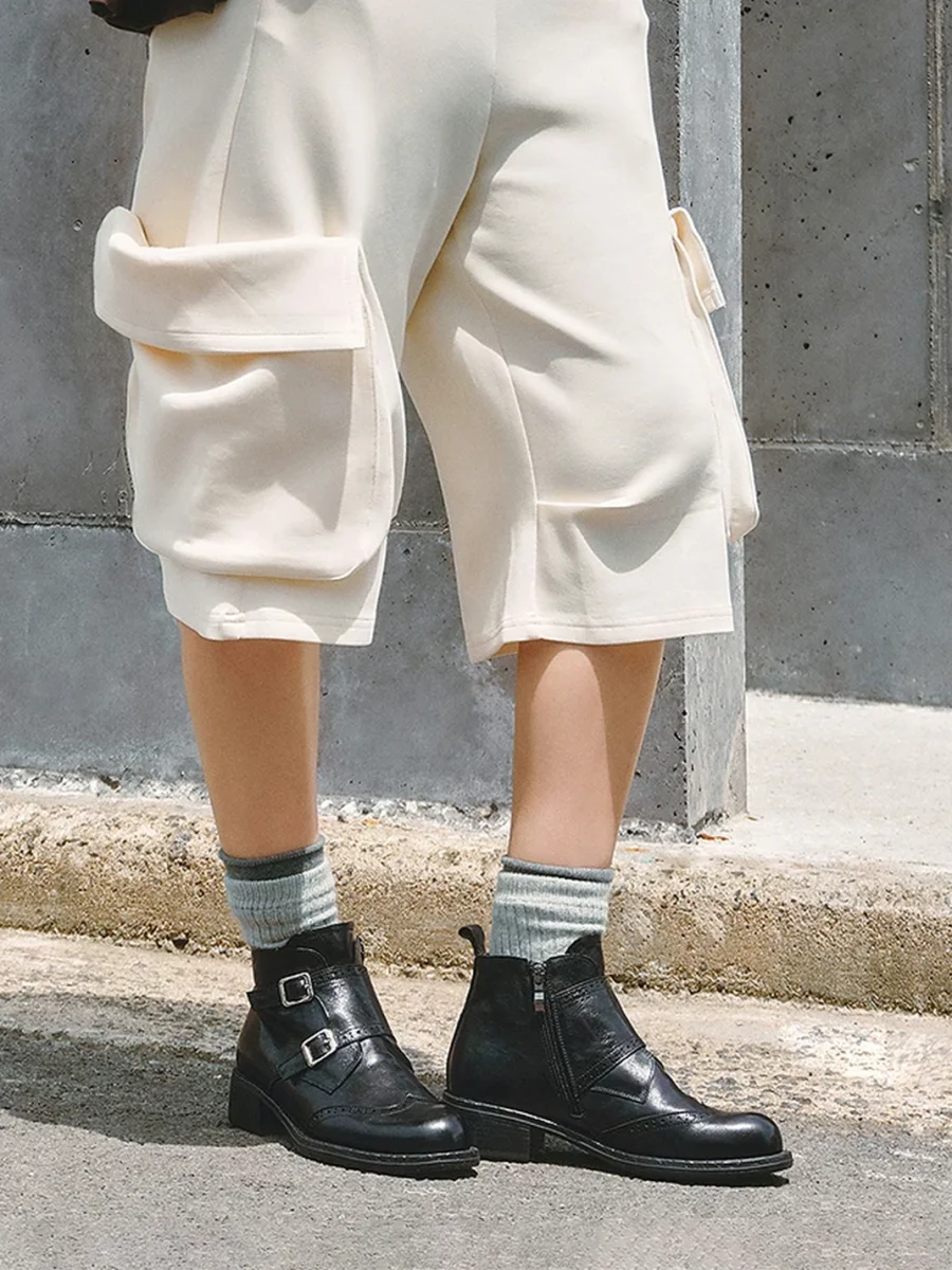 QBDGFQJD | Brogue Thick-Sole Ankle Boots - 4