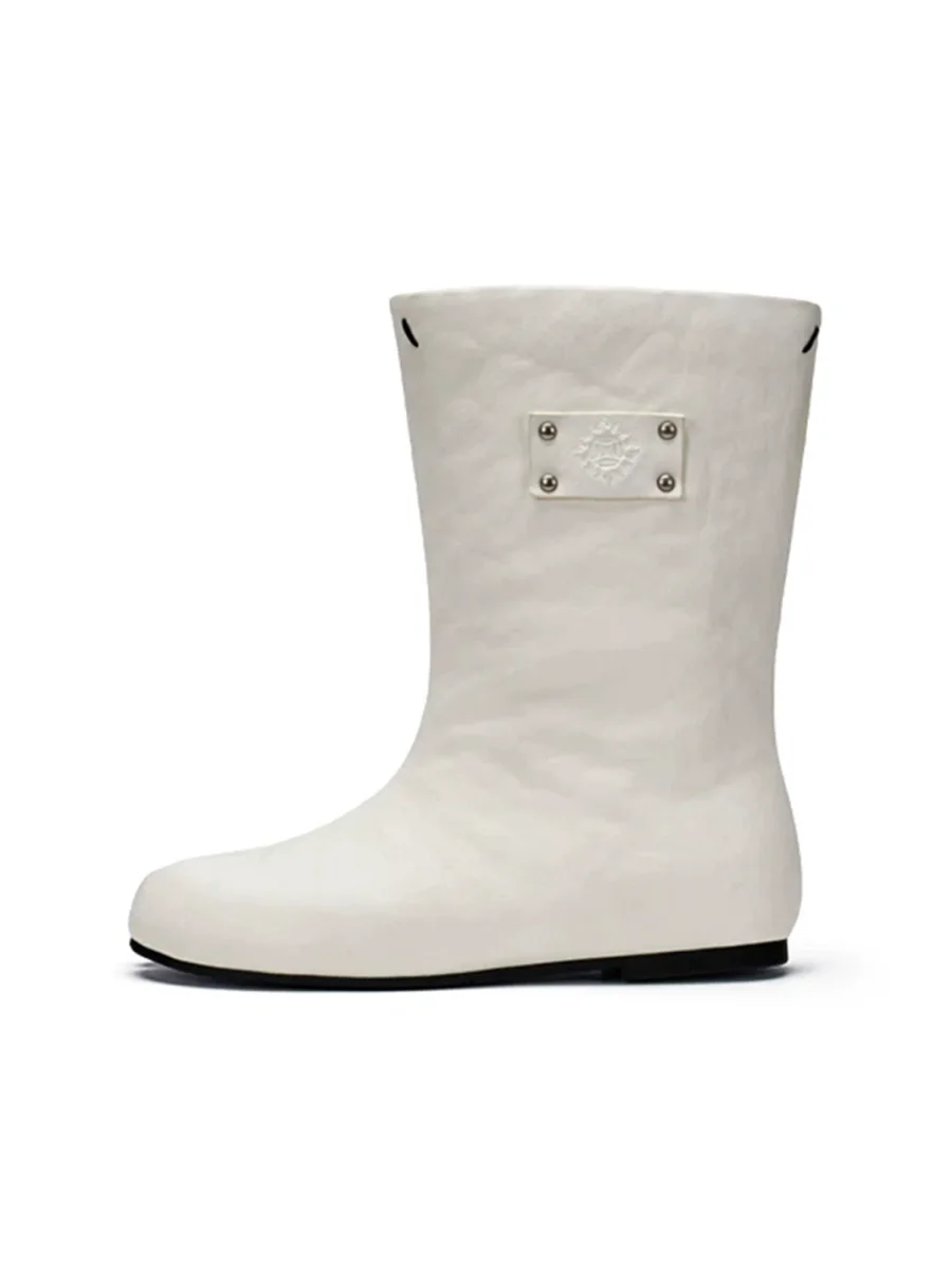 XMZY | Split-Toe Leather Boots With Hidden Lift - 4