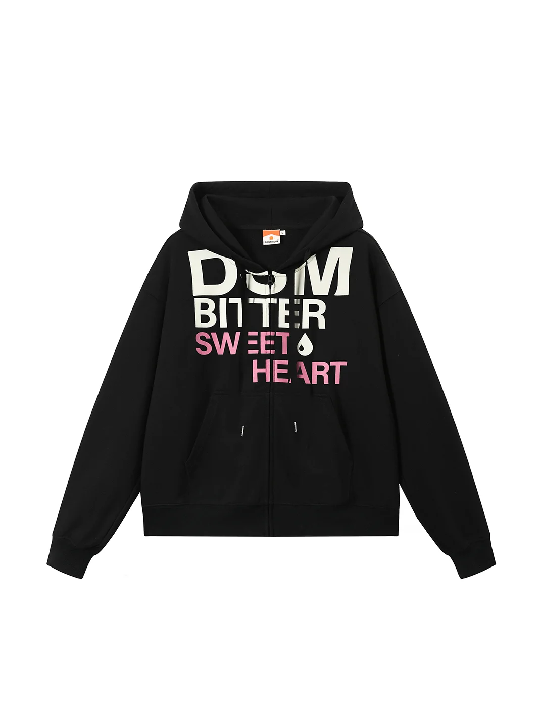 DONSMOKE | Set-In Shoulder Letter Print Zip-Up Hoodie
