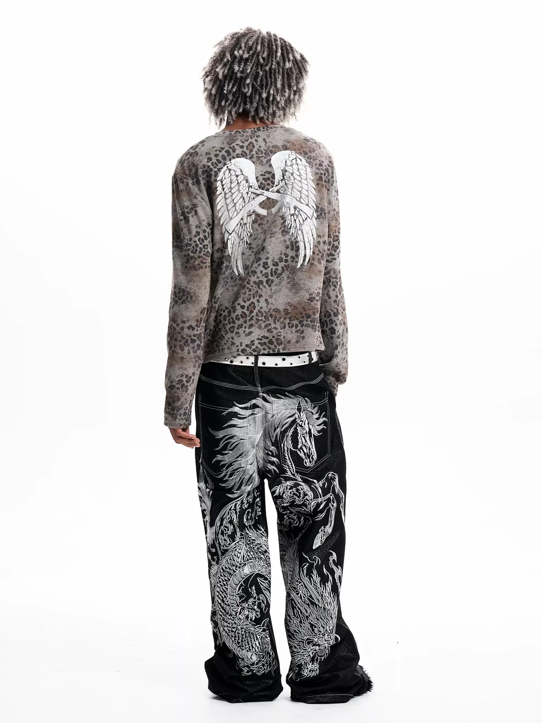 Fourth3ex | Leopard Wing Graphic Long-Sleeve T-Shirt