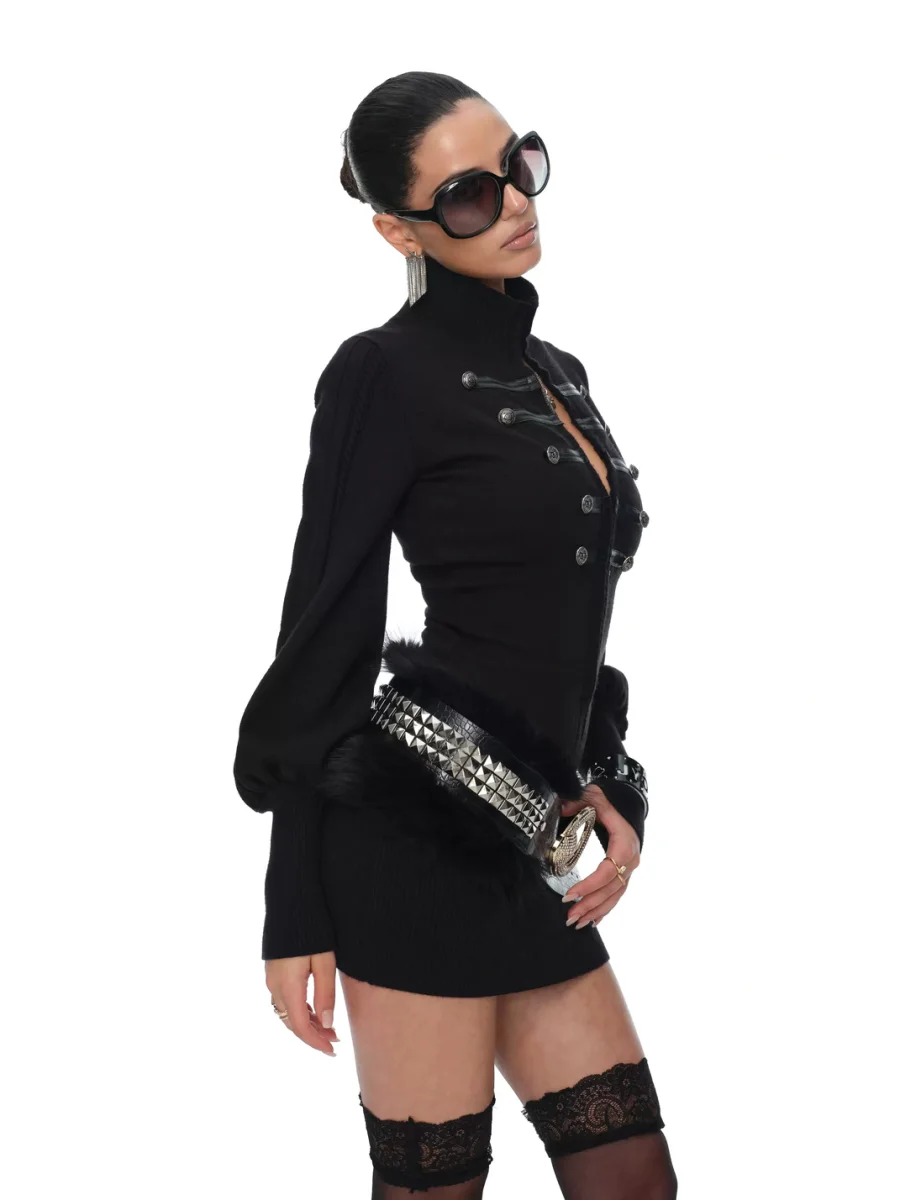 JYOSEI | Napoleon-Style Bodycon Knit Dress - 3